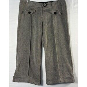 No Boundaries stretch Khaki/Black Goucho Cropped Pants Juniors 15